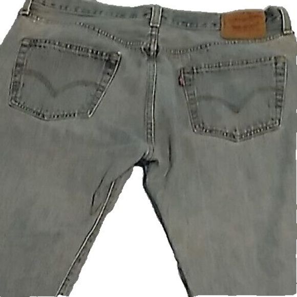 Levi's 501 Button Fly Jeans  Light Blue Straight Denim Mens 38x29 - Picture 9 of 12